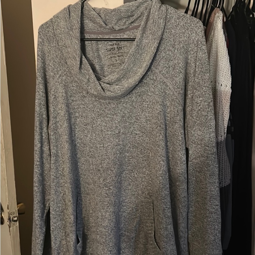 COPY - Torrid Size 3 SUPER SOFT PLUSH LIGHT GREY NECK TUNIC SWEATSHIRT